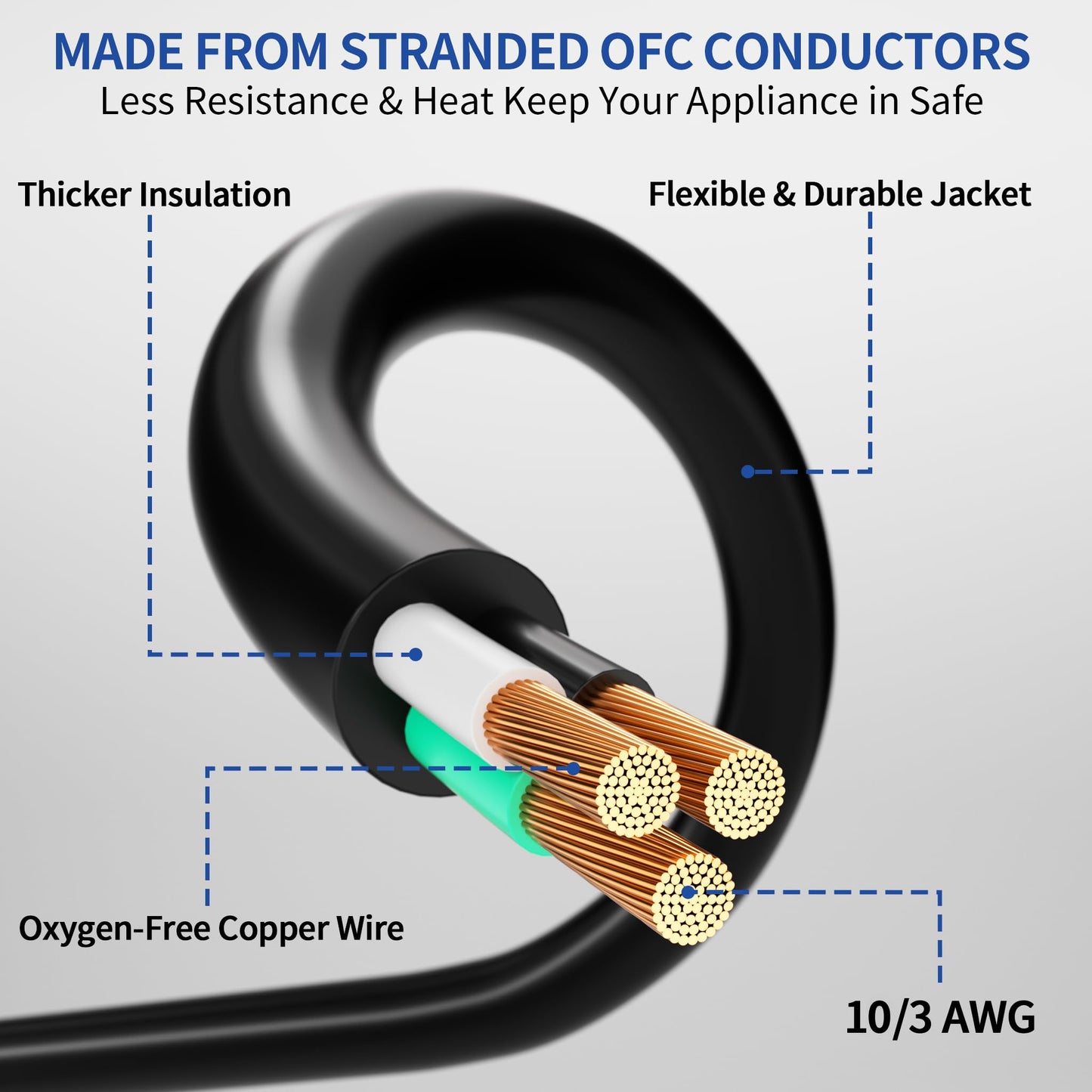 Cismorvex 150ft Outdoor/Indoor Extension Cord with Lighted 10/3 Gauge Ultra 3 Prong Heavy Duty SJTW, Waterproof, Flexible Cold-Resistant,15A 125V 1875W, Black