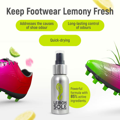 Lemon Sole Twin Pack - The POWERFUL & NATURAL shoe freshener & deodoriser spray with 6 essential oils. Great for Sport. Extremely Effective!