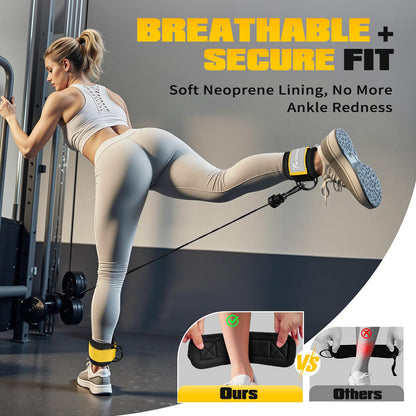WOQQW Ankle Resistance Bands with Ankle Straps, Ankle Weights Bands for Women, Legs and Glutes Workout Equipment, Home Gym Exercise Equipment for Booty Training, Cable Machine Kickback, Pilates