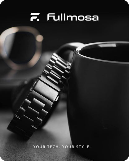 Fullmosa Compatible with Apple Watch Straps 44mm 46mm 45mm 49mm 42mm 41mm 40mm 38mm, Metal Stainless Steel Replacement Bands for iWatch Ultra SE 3 2 1 Series 11 10 9 8 7 6 5 4, Black & Protective Case