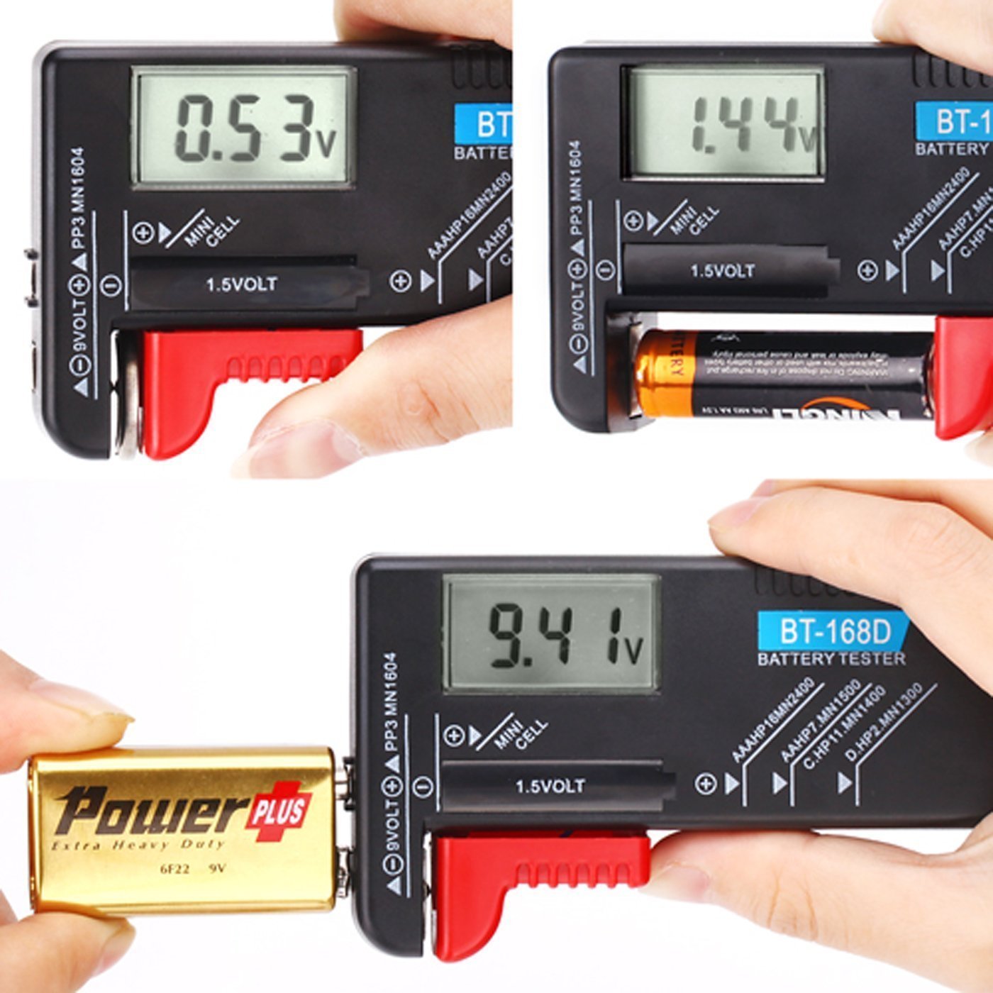 Battery Organizer Storage case with Battery Tester for AAA AA C D 9V and Button Batteries Storage Box Holds 110 Batteries Various Sizes with Removable Digital Battery Tester