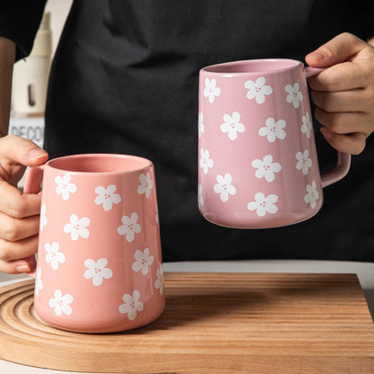 TaoTaojarvie Ceramic Coffee mugs, 24 oz, Extra Large Mugs, Big Tea Cups, Large Handle, Pottery Mugs,Floral Pattern,Wide Bottom Coffee Mug for Office/Home, Microwave&Dishwasher Safe. (Violet)
