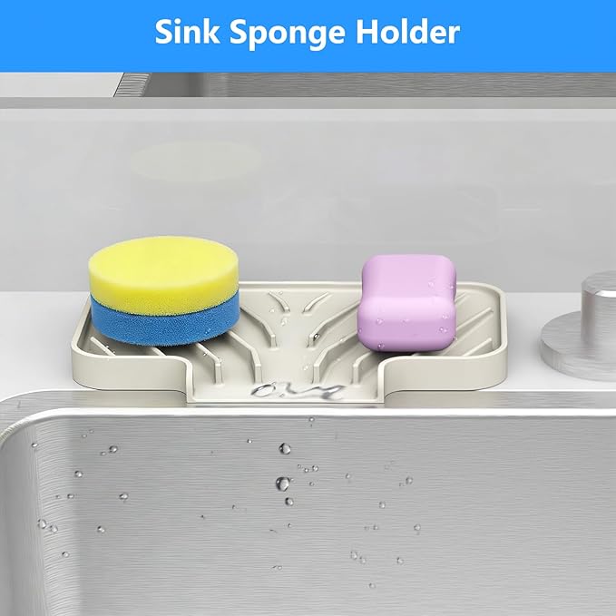 Sponge Holder for Kitchen Sink, Dish Sponge Holder & Soap Tray