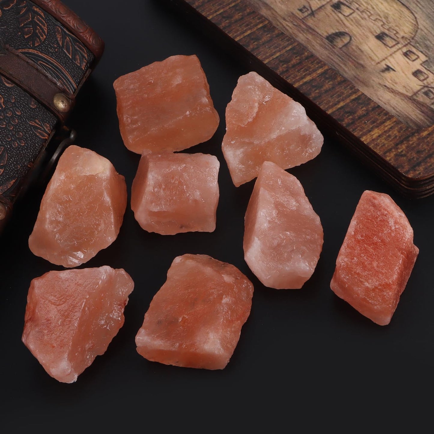 1 Lb Raw Himalayan Salt Stone Crystals, Healing Crystals Natural Rough Orange Salt Stones for Tumbling, Cabbing, Fountain Rocks, Decoration, Polishing, Wire Wrapping, Wicca & Reiki