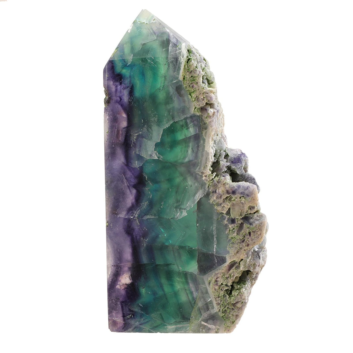TUMBEELLUWA Natural Fluorite Crystal Wand for Healing, Pointed Crystal Obelisk Tower Raw Stone Mineral Specimen Decor, 200-350 g