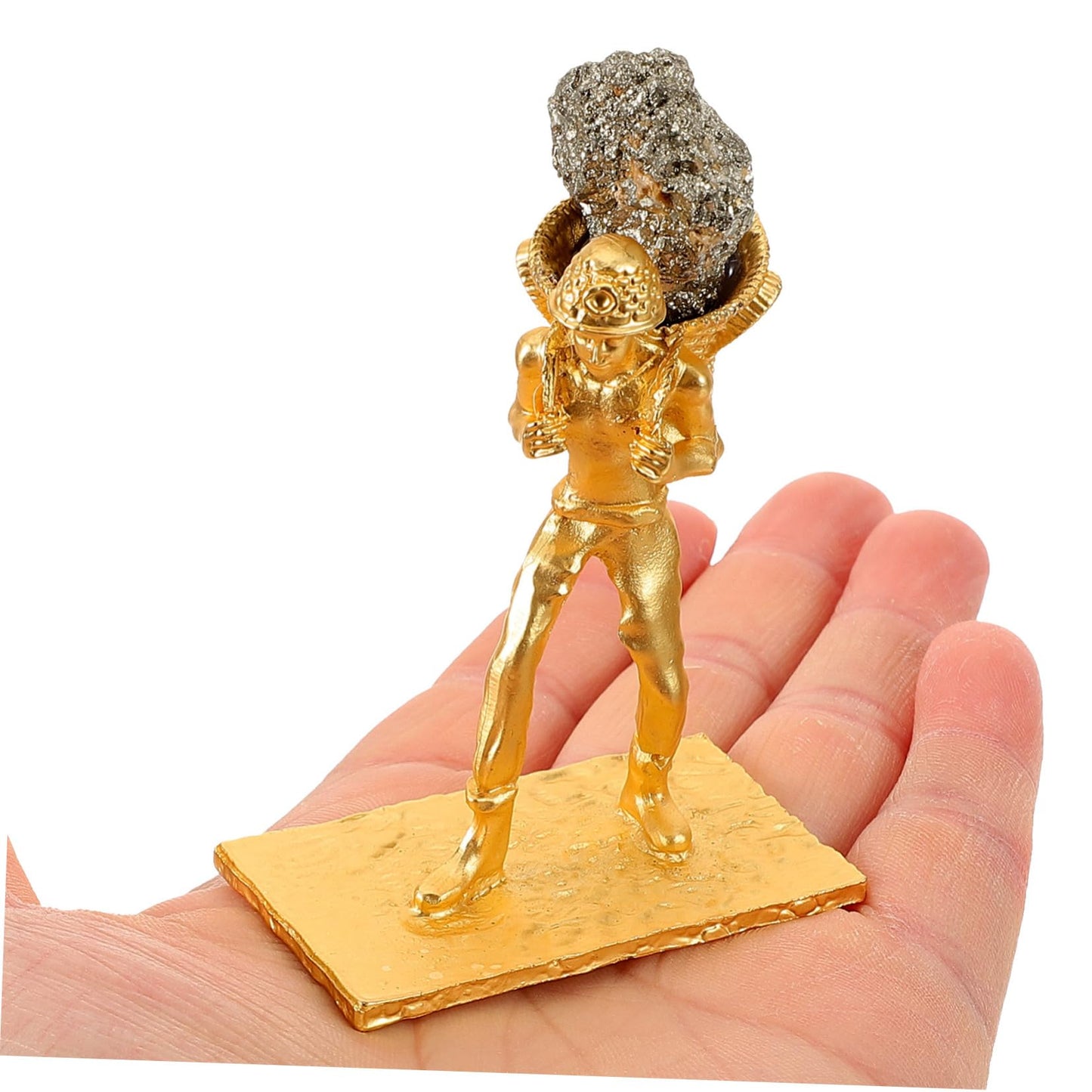IMIKEYA Natural Pyrite Miner Figurine Unique Irregular Stone Ornament for Home and Office Decor Delicate Mineral Statue for Desktop Decoration and Collection
