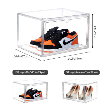 beehomay Sneaker Shoe Display Case,Shoe Box with Clear Magnetic Door,Thicken & Sturdy Organizer Containers Stackable,Fit Shoe Size Up to US 14 (X-Large) (X-Large)