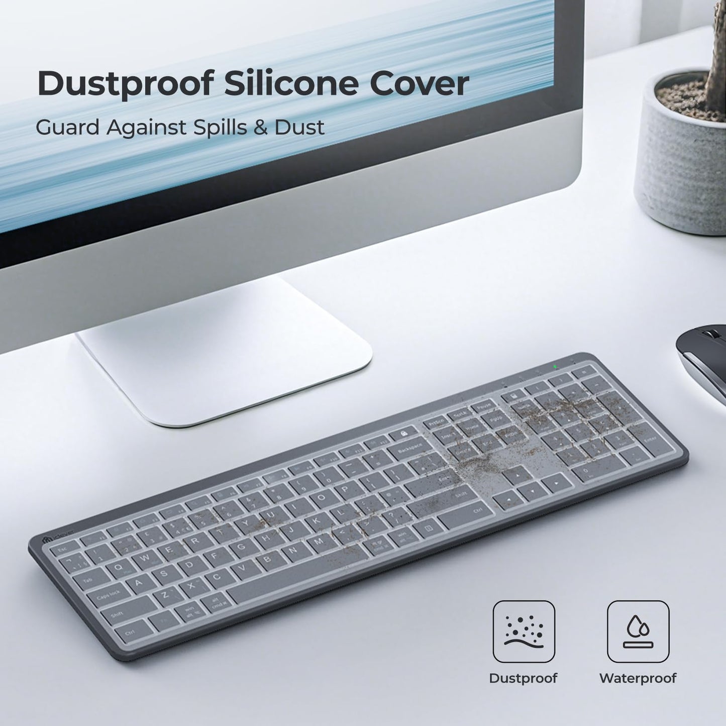 Wireless Keyboard and Mouse Set, iClever Keyboard and Mouse Rechargeable Full Size with Numeric Keypad, Energy Saving 2.4G USB Ultra Slim Silent Wireless Keyboard for Mac OS/Windows/Computer/Laptop