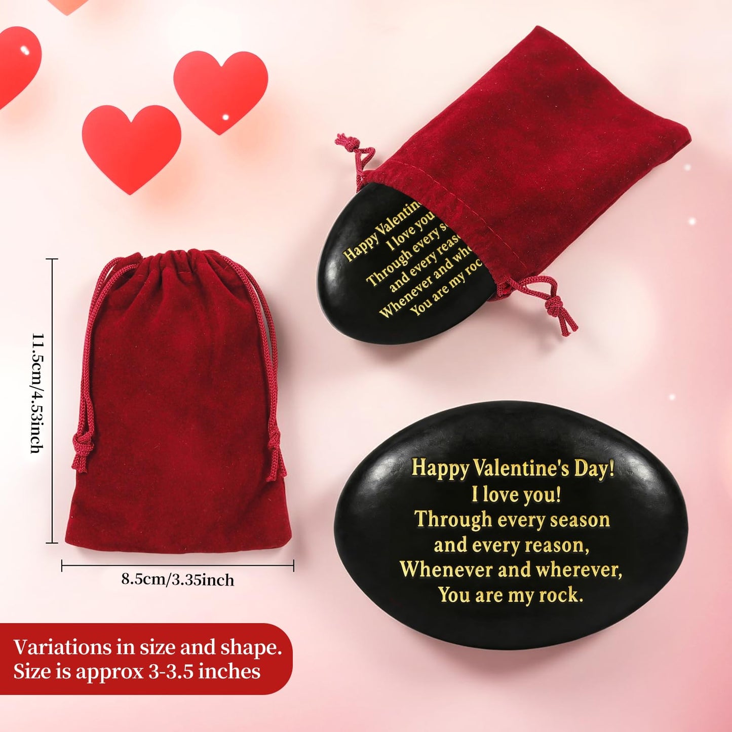 Sundrence Valentines Day Gifts for Him and Her - You are My Rock Engraved Gifts for Boyfriend, Girfriend, Husband, Wife, Men, Women - Polished Black Pebble Regalos para el 14 de febrero para Hombre