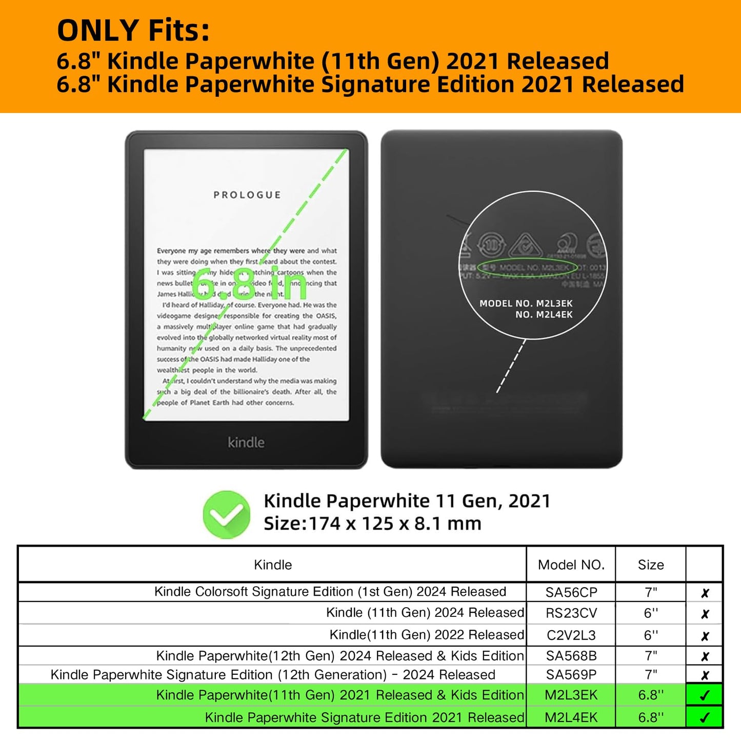 WALNEW Case for 6.8” Kindle Paperwhite 11th Generation (Model No. M2L3EK & M2L4EK), Premium Lightweight PU Leather Cover Protective Case with Auto Sleep/Wake