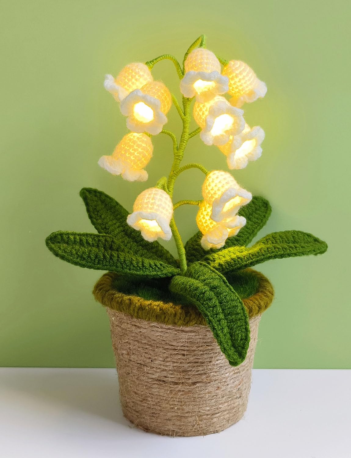 Forvermand Lily of The Valley Lamp, Crochet Artificial Flower with 10 Little Night Lights, Cute Gifts for Women Wife Girlfriend Birthday Christmas Valentine Mother's Day -Large