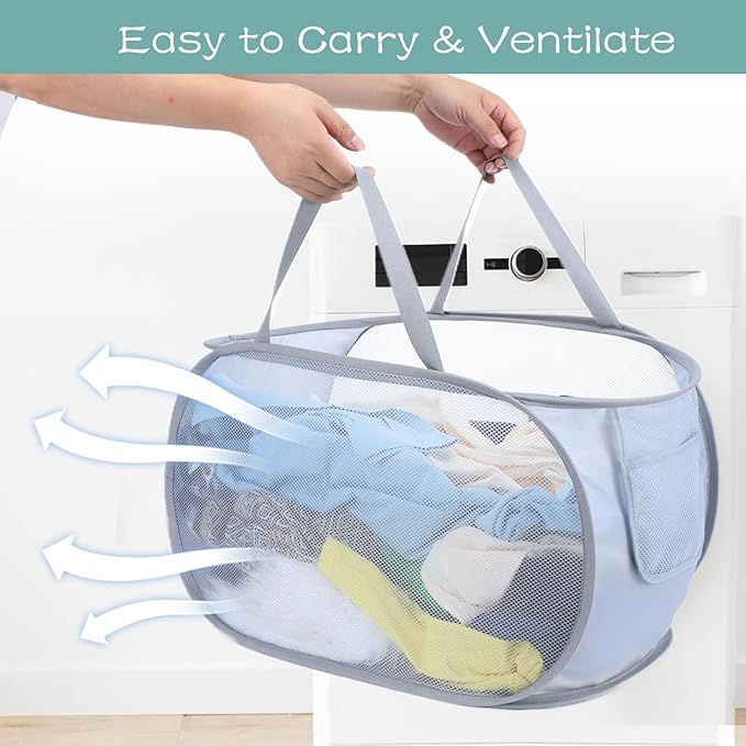4 Pcs Popup Mesh Laundry Basket, Collapsible Laundry Hamper