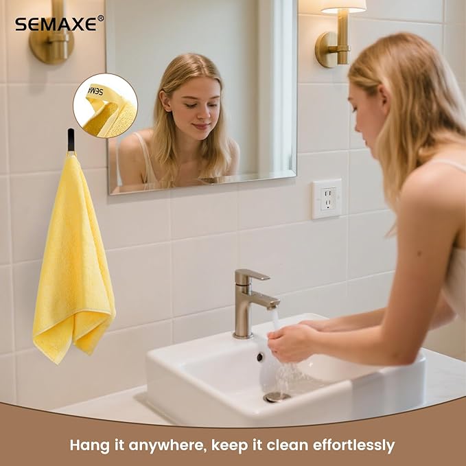 SEMAXE Yellow Hand Towels for Bathroom, 100% Cotton Towels