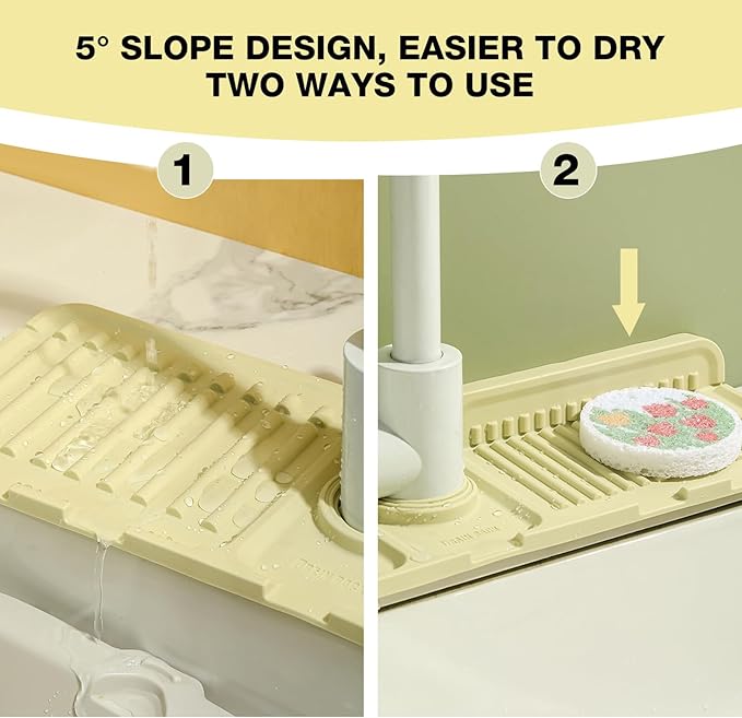 Faucet Mat for Kitchen Sink – Adjustable Silicone Sink Splash Guard