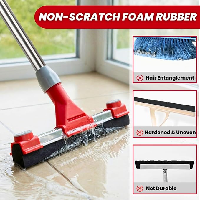 Heavy Duty Floor Squeegee for Concrete Floor – 17.3” EVA Foam Blade