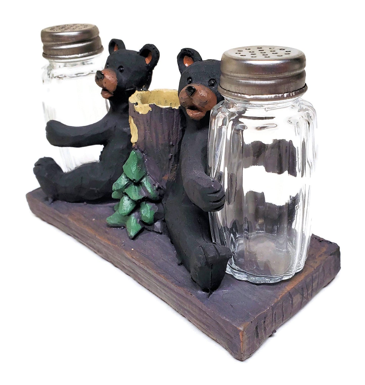 Lipco Black Bear Salt and Pepper Shaker Set with Toothpick Holder