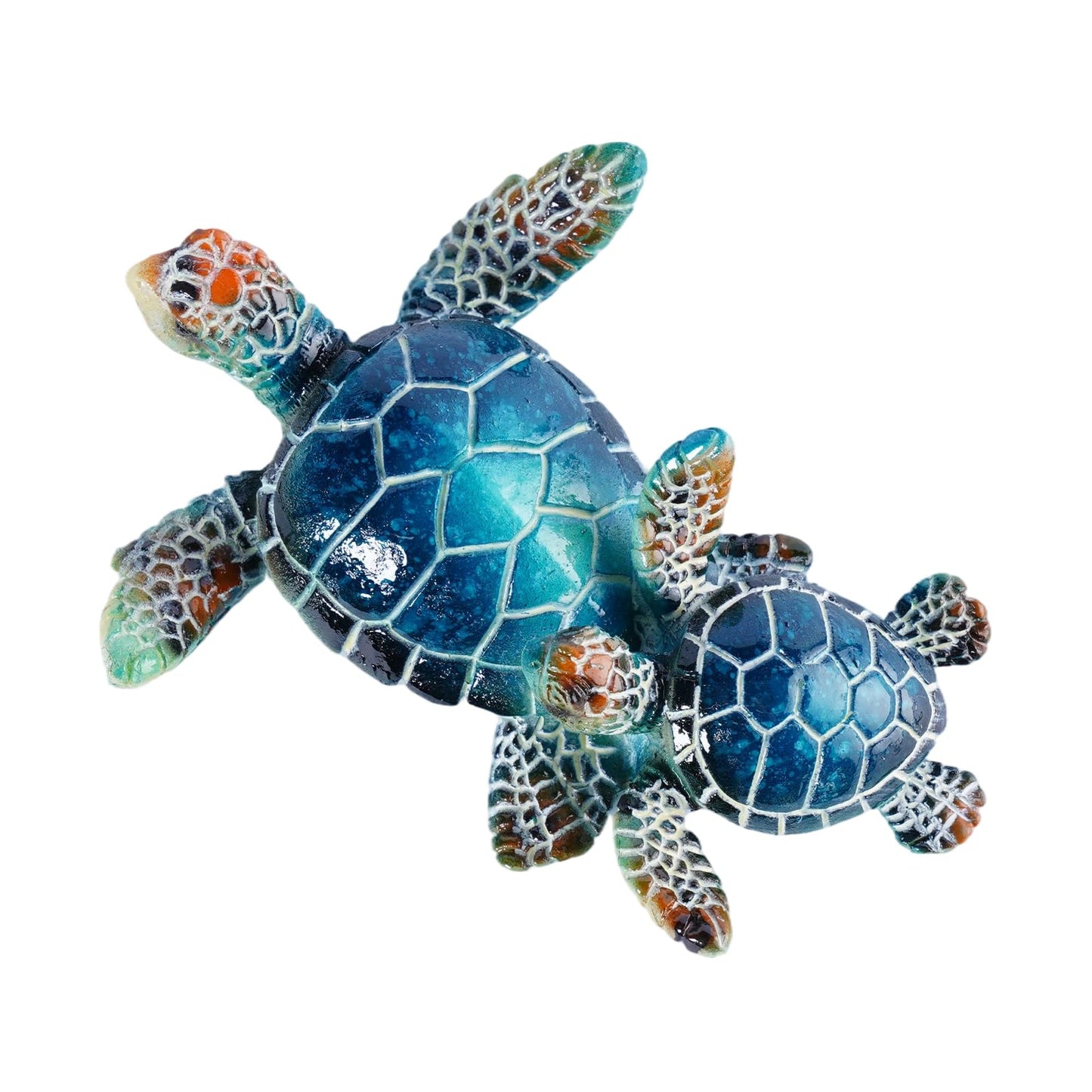 Brizoria Sea Turtle Decor Collectible Figurines, Mother and Baby Mini Turtles, Resin Sea Animals Ornaments for Beach Theme Bathroom Decor, A Thoughtful Gift from The Sea for Turtle Enthusiasts, Blue