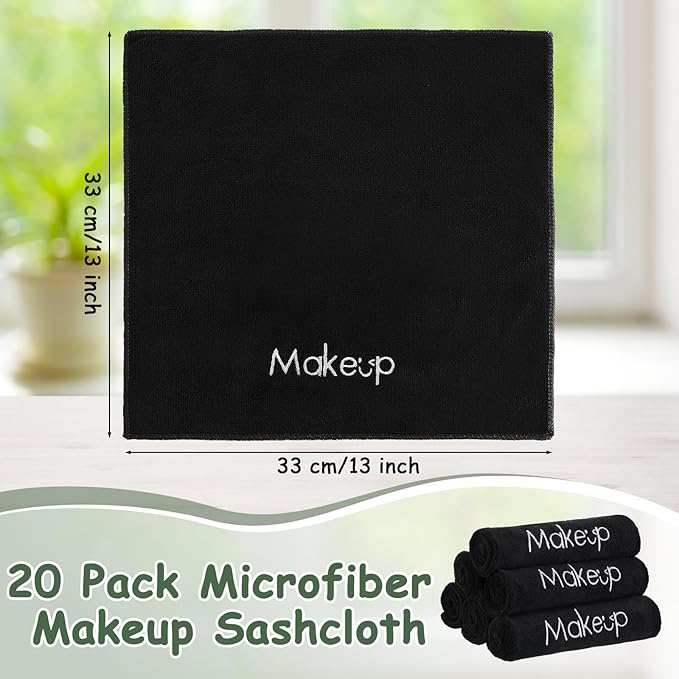 Shimeyao 20 Pack Makeup Towels Black Makeup Washcloths