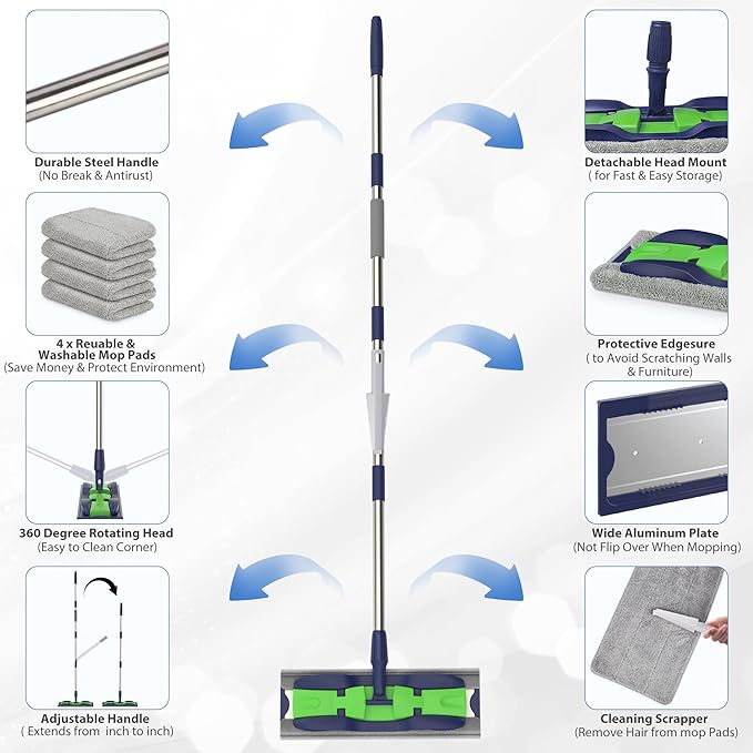 Microfiber Mops for Hardwood Floor Cleaning: MEXERRIS Flat Floor Mop