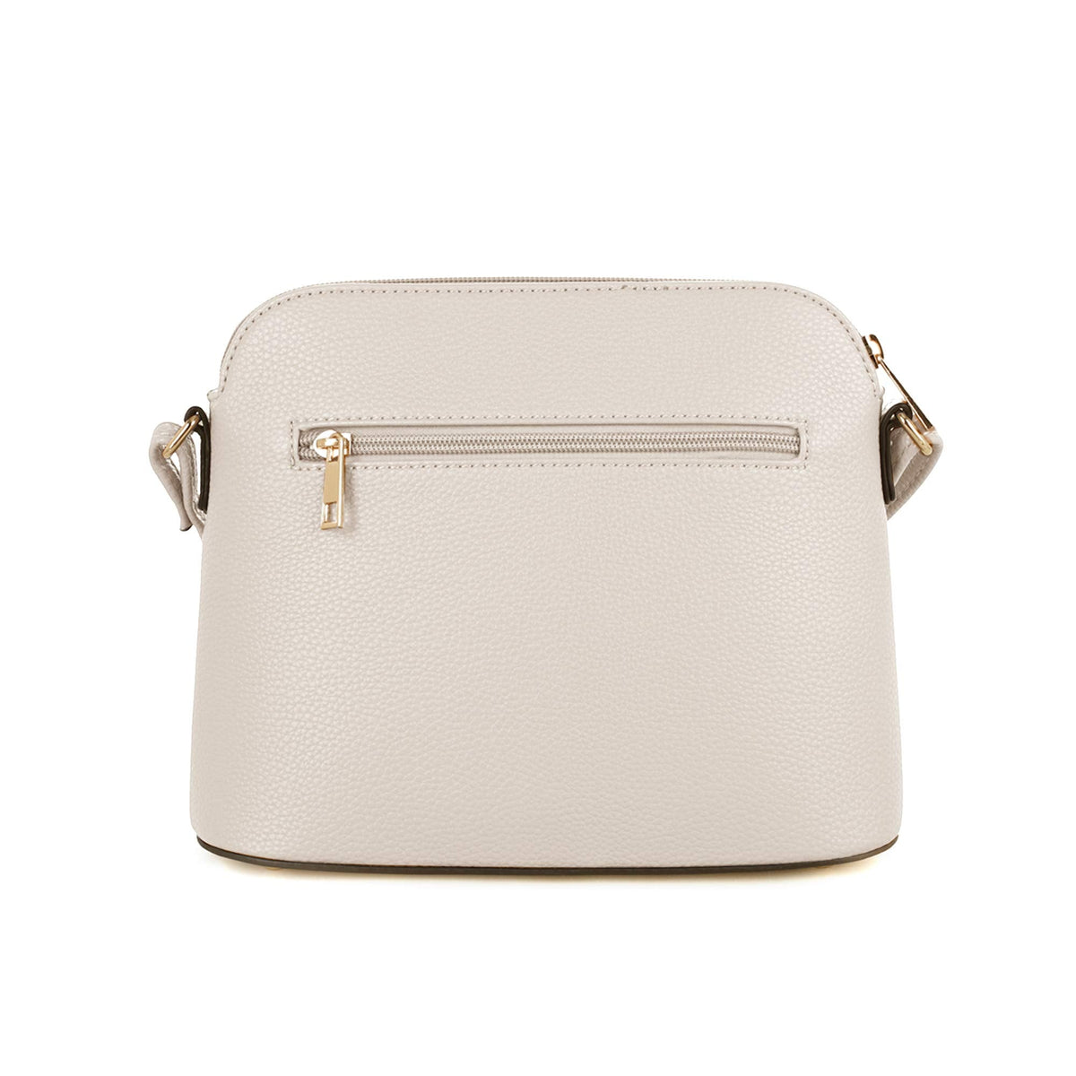 SG SUGU Lunar Lightweight Medium Dome Crossbody Bag Shoulder Bag with Double Tassels | Zipper Pocket | Adjustable Strap|White/Taupe