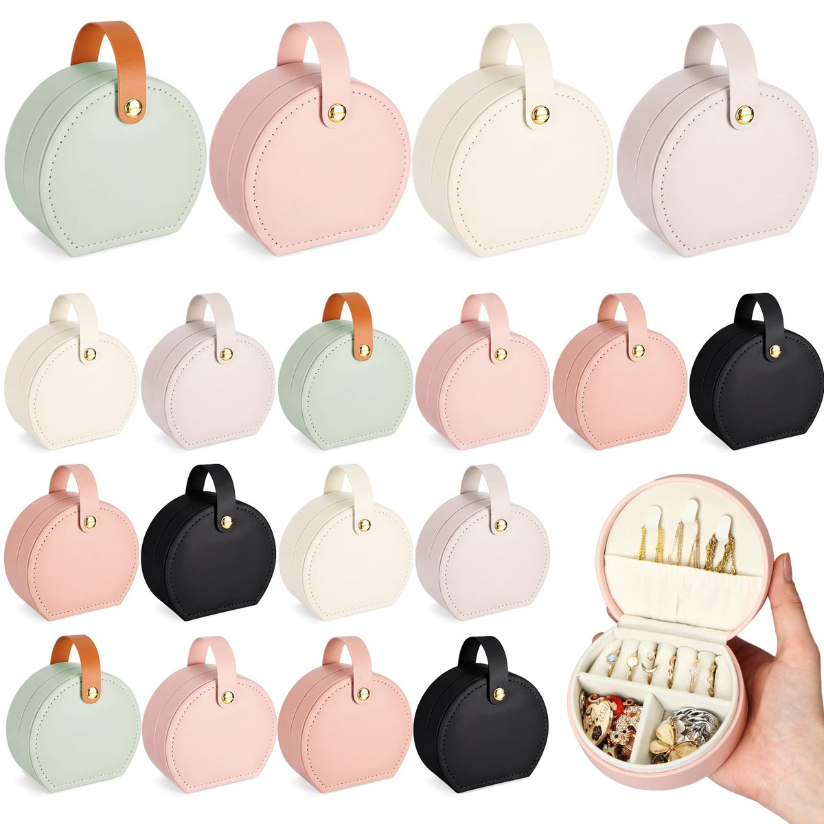 Nosiny 18 Pcs Jewelry Case Travel Small Jewelry Box for Women PU Leather Portable Mini Travel Box for Earrings Rings Necklaces Bracelets Gift Organizer for Wedding Bridesmaid Proposal