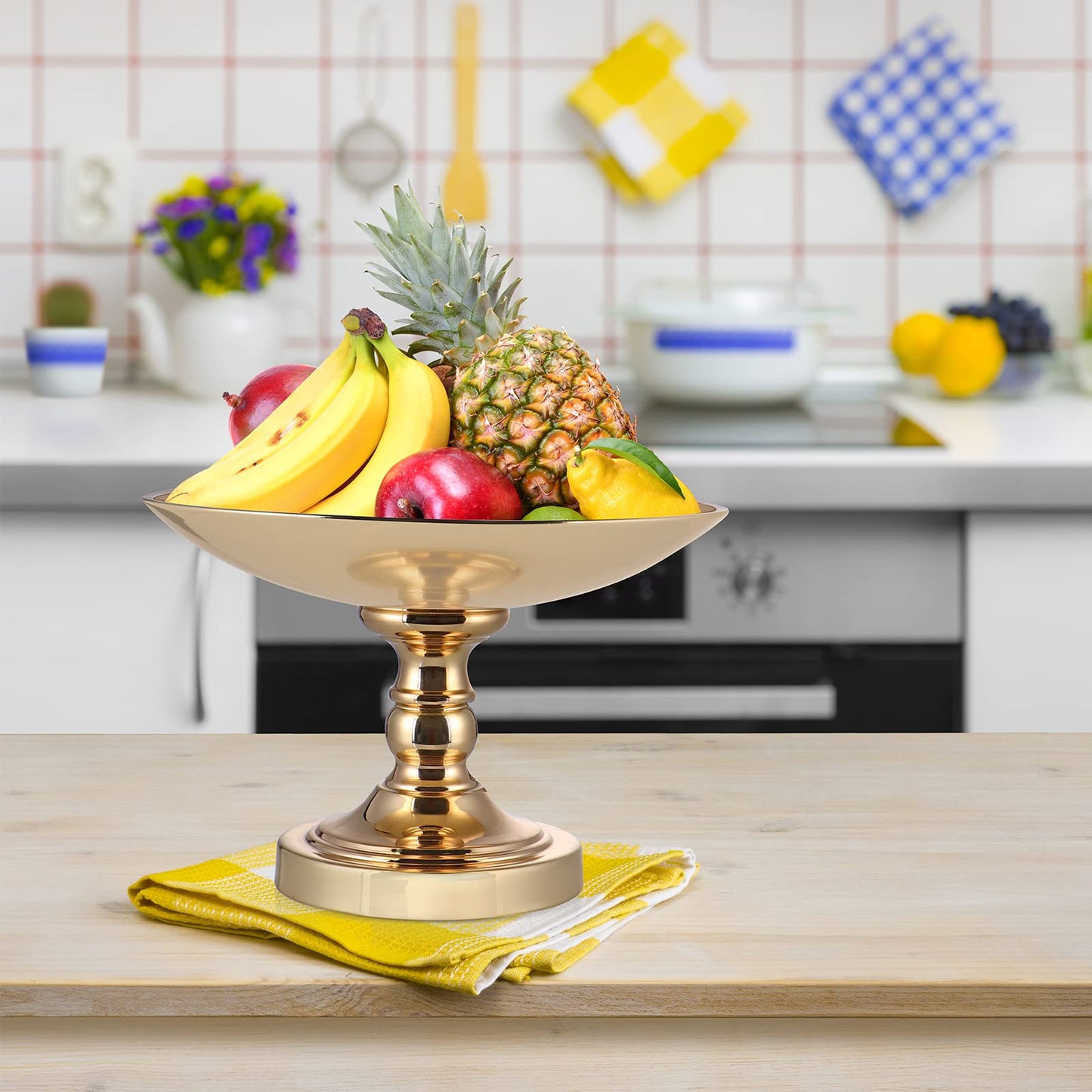MDLUU 11.8”Large Centerpiece Holder Bowl, Decorative Footed Bowl, Pedestal Fruit Tray for Dining Room Table, Coffee Table, Living Room Decor, 11.8''Dia.×8.6''H (Gold)