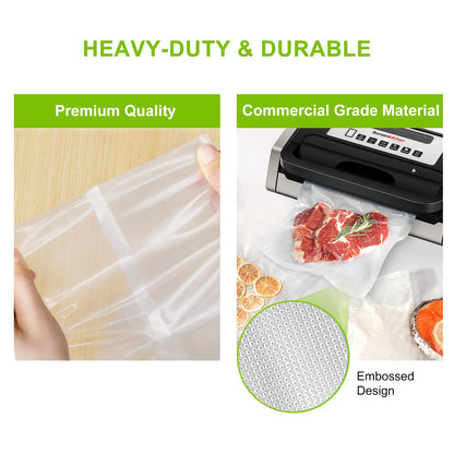 Bonsenkitchen Precut Vacuum Sealer Bags 200 Quart 8" x 12", BPA Free, Commercial Grade Textured Food Vacuum Sealer Bag, Thick Embossed Bags for Storage and Sous Vide Cooking VB3208