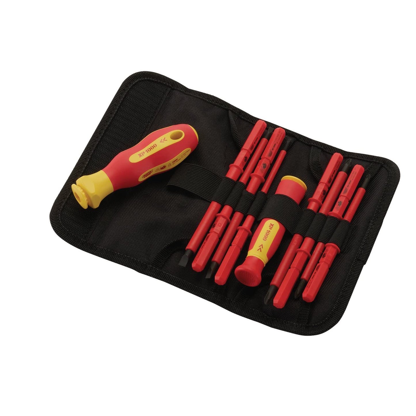 Draper XP1000 10 Piece Precision Screwdriver Set | VDE Dual Insulated Interchangeable Blade | Electrical Tool Driver Set | Hand Tools Set | 05721