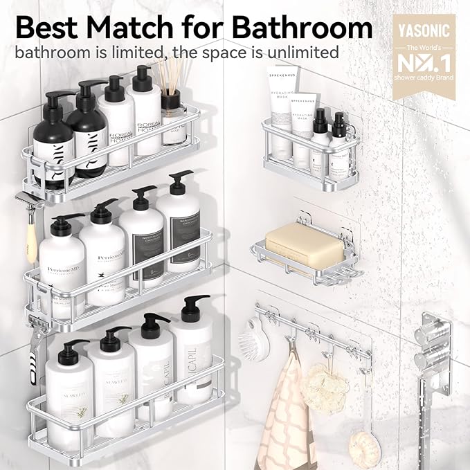 YASONIC Shower Caddy, 6 Pack Large Capacity Bath Organizer