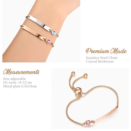 TMT Personalised Birthstone Bracelets Gift for Birthday Friendship Mum Auntie Sister 18th 21th 30th 40th 50th 60th 16th 13th Her Women Girl Best Friend