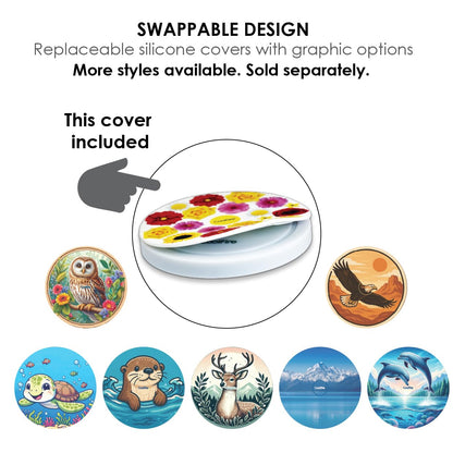 CoolFire Self-Care Gift – Smart Hydration Reminder Coaster with Voice (English only) Alerts, Ambient Light & Changeable Mood Covers for Pregnancy, ADHD, Stress Relief & Everyday Wellness (F)