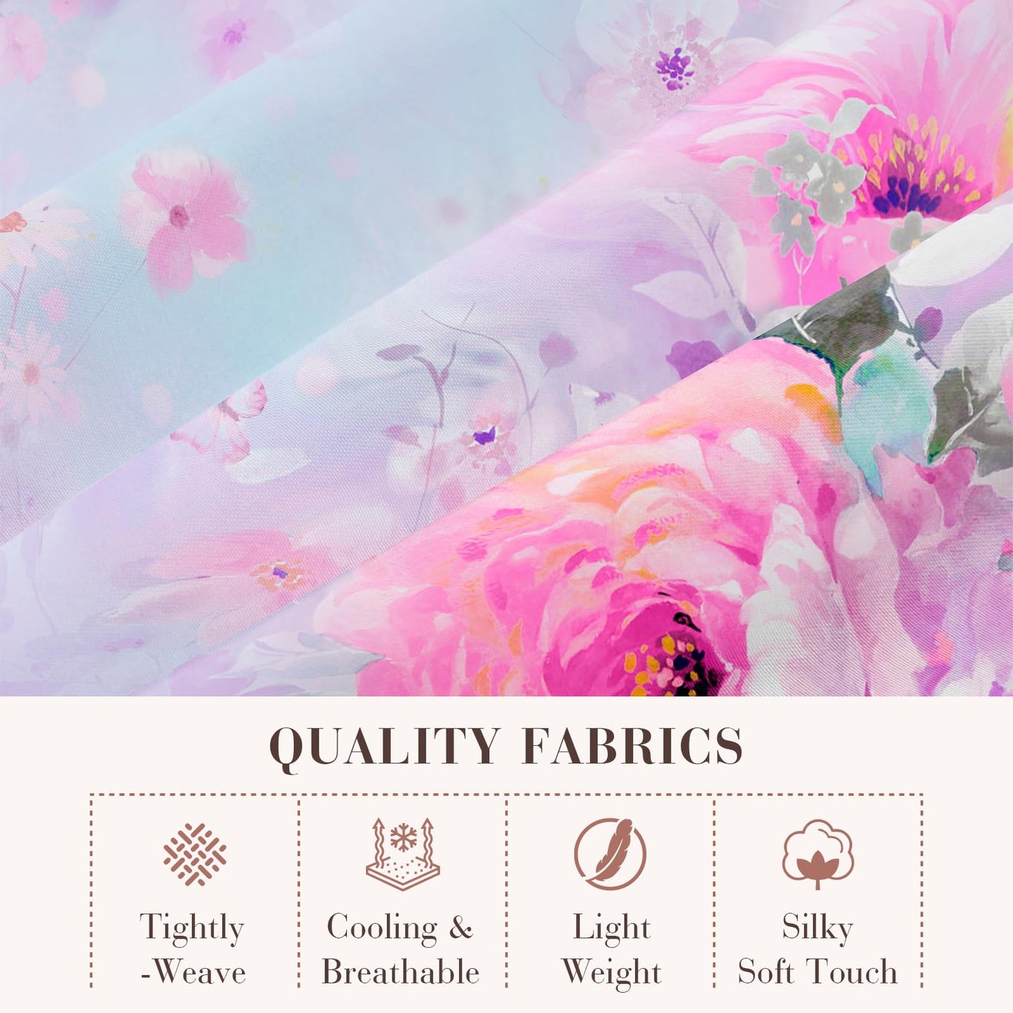 YIYEA Queen Sheet Set, Luxury 1800TC Hotel Quality Double Brushed Microfiber Floral Bed Sheets for Queen Size Bed, Extra Soft, Deep Pocket, Shrinkage and Fade Resistant, 4PC (Queen)