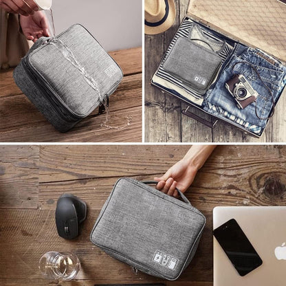 HCFGS Travel Cable Organiser Bag, Electronics Accessories Organizer Bag Extra Large 3-Layers Universal Carry Travel Gadget Bag for Power Bank, Memory Card, Data cable, Charger Hard Disk (Grey)