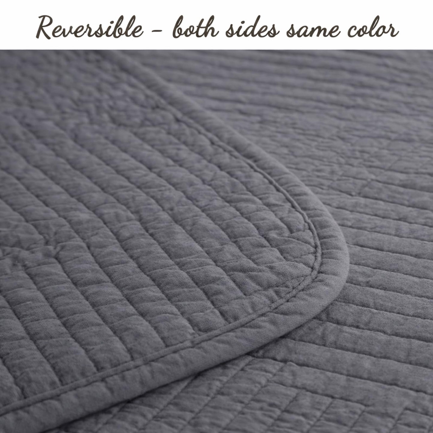 Cozy Line Home Fashions 100% Cotton Quilt Set – 3-Piece Charcoal Gray Geometric Basketweave Quilted Bedspread with Shams, Lightweight All Season Modern Bedding (Maze Gray, Queen)