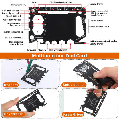 Otoolling 16 Pcs Bible Verse Credit Card Wallet Multitool 46 in 1 Metal Stainless Steel Survival Pocket Tool Multipurpose Bottle Opener Bulk Christmas Stocking Stuffer Gift for Men Dad Husband