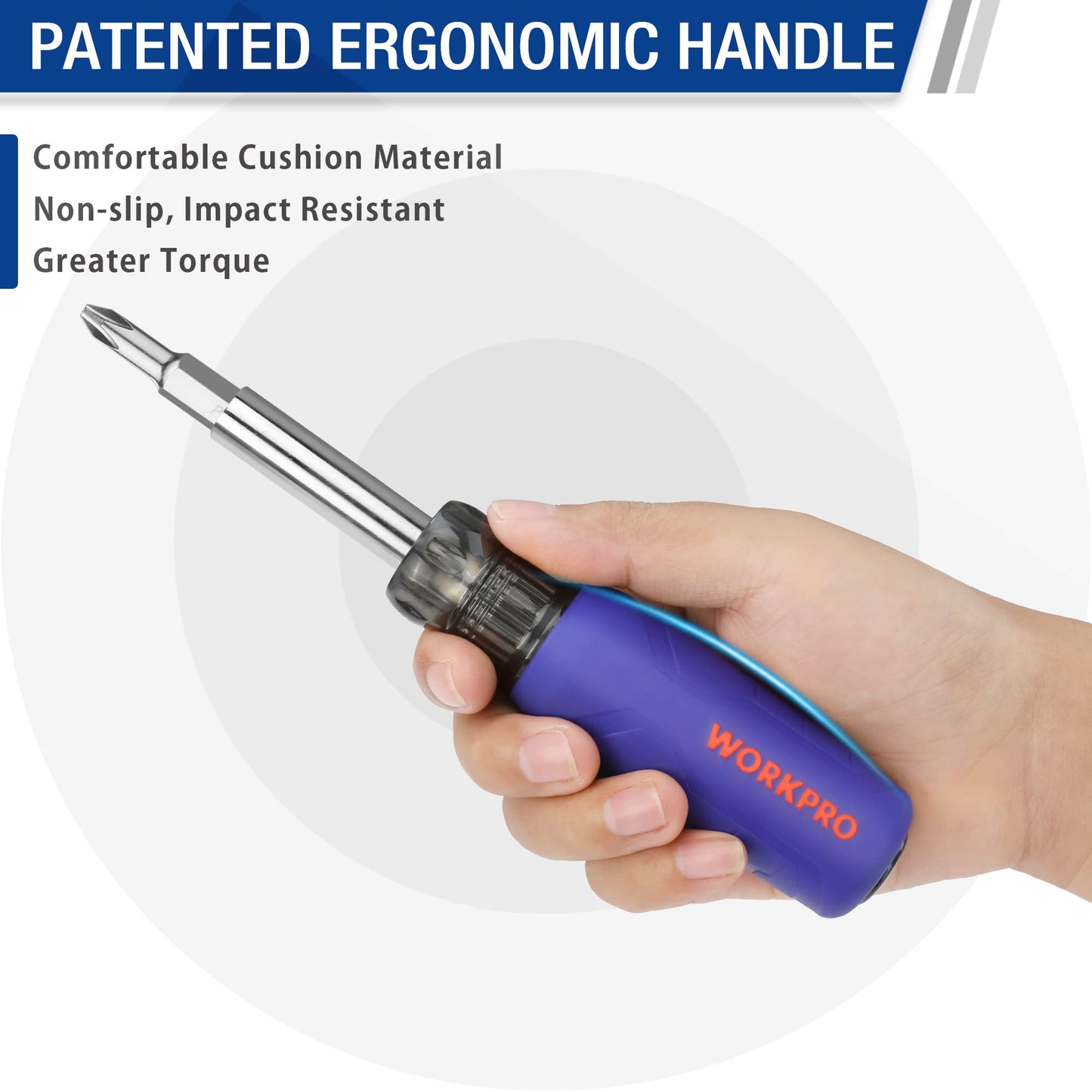 WORKPRO 6-in-1 Basic & 4-in-1 Electronics Screwdriver/Nut Driver Set Tool Confort Grip, 2PCS Portable Screw-driver, 8 Basic & Precision Bits (Philips/Slotted), 2 Nut Driver Sizes