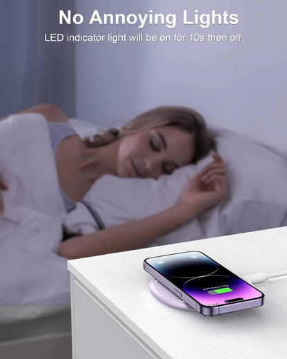 NANAMI 10W Max Wireless Charger Pad, Fast Charging Compatible with iPhone 17/16/15/14/13/12/11/SE Series, Samsung Galaxy S26/S25/S24/S23/S22/S21/S20, AirPods 2/3 - Adapter Required (Sold Separately)