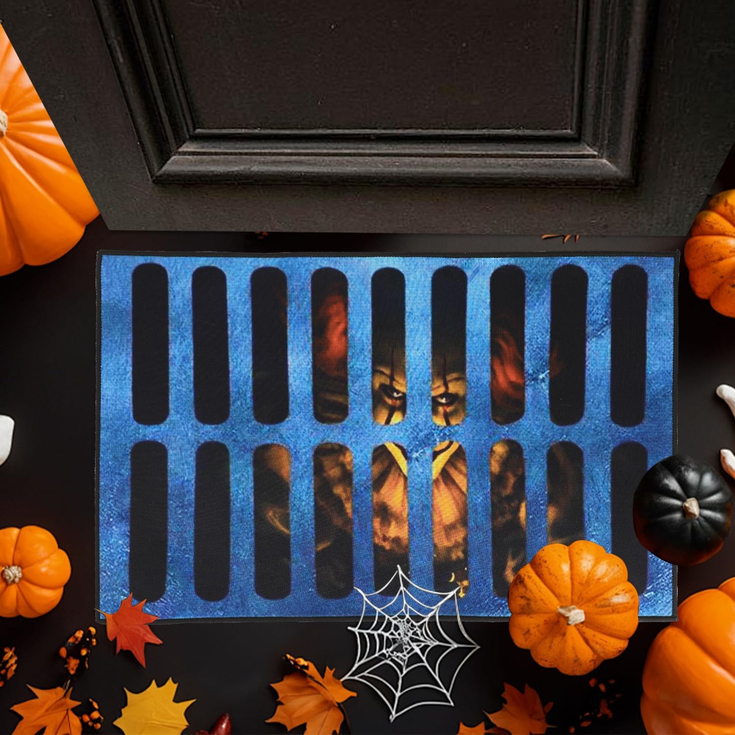3D Illusion Clown Door Mat, Horror Movie Sewer Doormat, Indoor/Outdoor Welcome Rug (B)