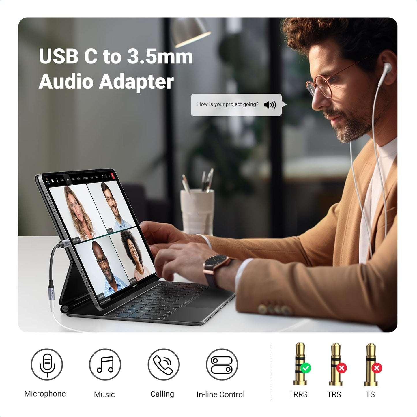 UGREEN USB C to 3.5mm Jack DAC Hi-Fi Stereo Audio Type C Aux Headphone Adapter Compatible with iPhone 17 Pro Max/16/15 Galaxy S25 Ultra S24 S23 A55 A56 2025 iPad Air/Pro/Mini Pixel 10/9 (Silver)