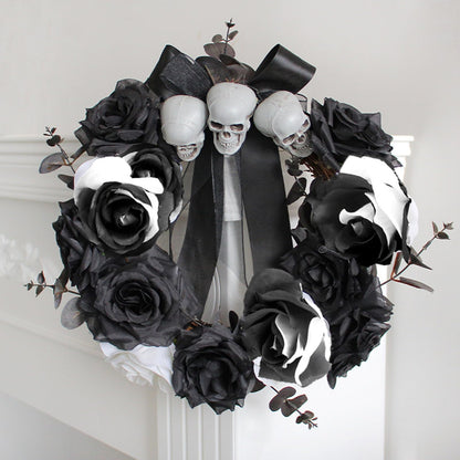 TUZAZO 10pcs Black and White Roses Artificial Flowers with Stems, Faux Silk Flowers Bridal Gothic Wedding Bouquet, Realistic Blossom Flora for Home, Office, Hotel Decorations