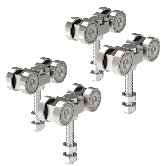 SIWOOD 4-Wheel Strut Channel Trolley 4 Pack, 800 LBS Load Capacity, Fits 1-5/8" Channel, Anti-Jam Groove, Quiet Bearings, M10 304 Stainless Steel Hardware for Indoor or Outdoor Use