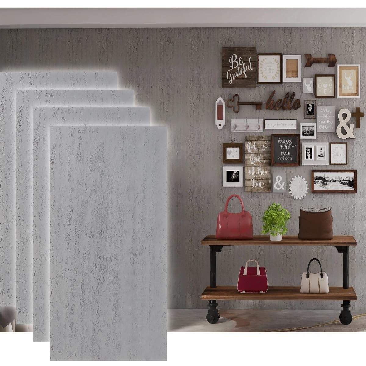 ARTSALT Flexible MCM Tiles - A-Class Fireproof, Waterproof, Lightweight Wall & Floor Tile (47.2"*23.6") - Realistic Wood/Stone Look, Eco-Friendly, Bendable, Easy Cut (Cement Grey)