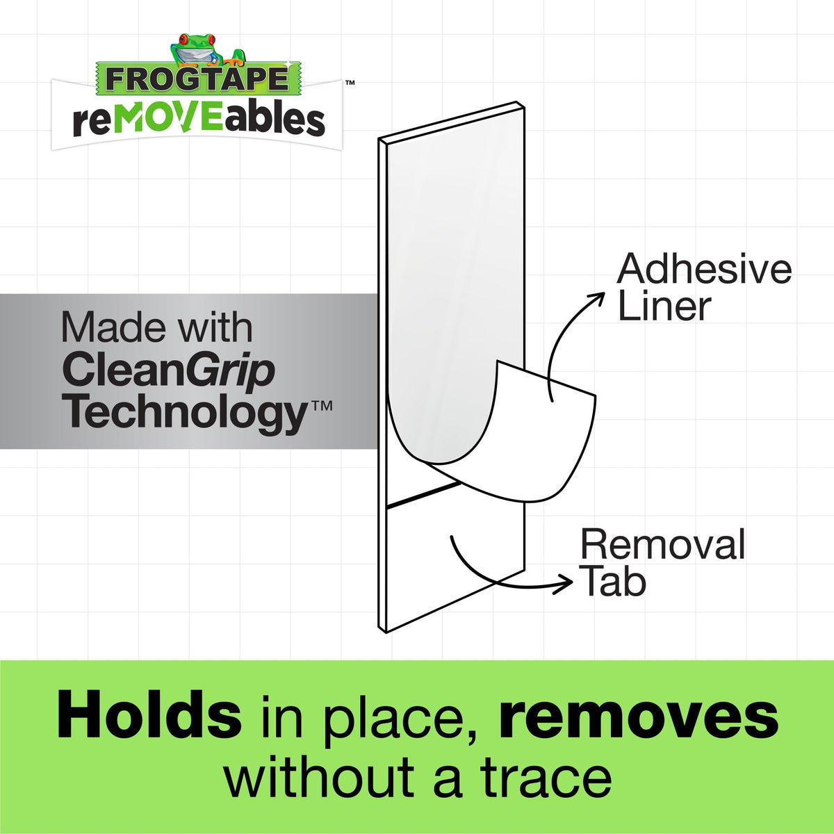 FrogTape reMOVEables Damage Free Adhesive Wall Hook - Removable Large Utility Wall Hooks for Hanging - No Nails - Holds up to 5 lbs - 6 Reusable Hooks & 12 Adhesive Strips - White (Pack of 12)