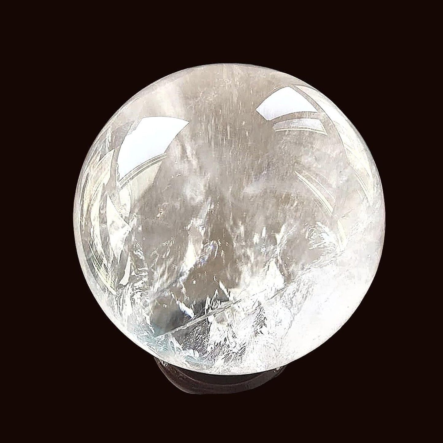 RALDMOV Natural Clear Quartz Crystal Ball,White Crystal Sphere Healing Crystal Ball with Stand Home Decor Prosperous Love Invite Wealth + Pedestal (300g)