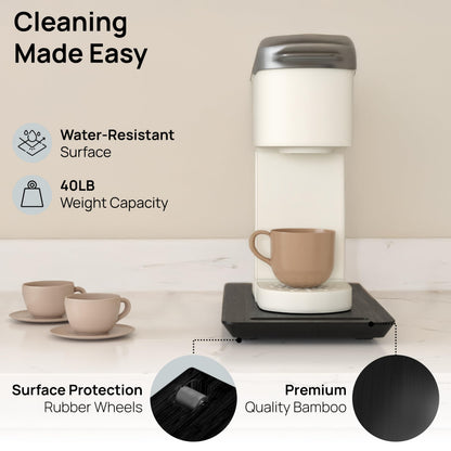 Ibyx Elegant Round Sliding Tray for Your Pressure Cooker, Air Fryer & Heavy Kitchen Appliances - Sturdy, Slides Easily from Under The Cabinet (Natural, 13”)