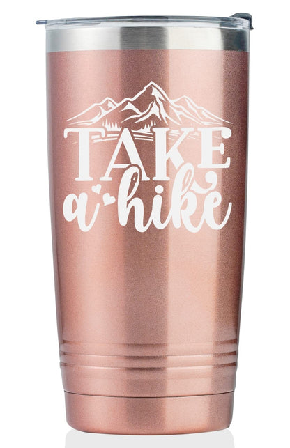 Onebttl Hiking Gifts for Hikers, Women for Christmas, Birthday, 20oz Stainless Steel Mug with Straw & Lid - Take a Hike