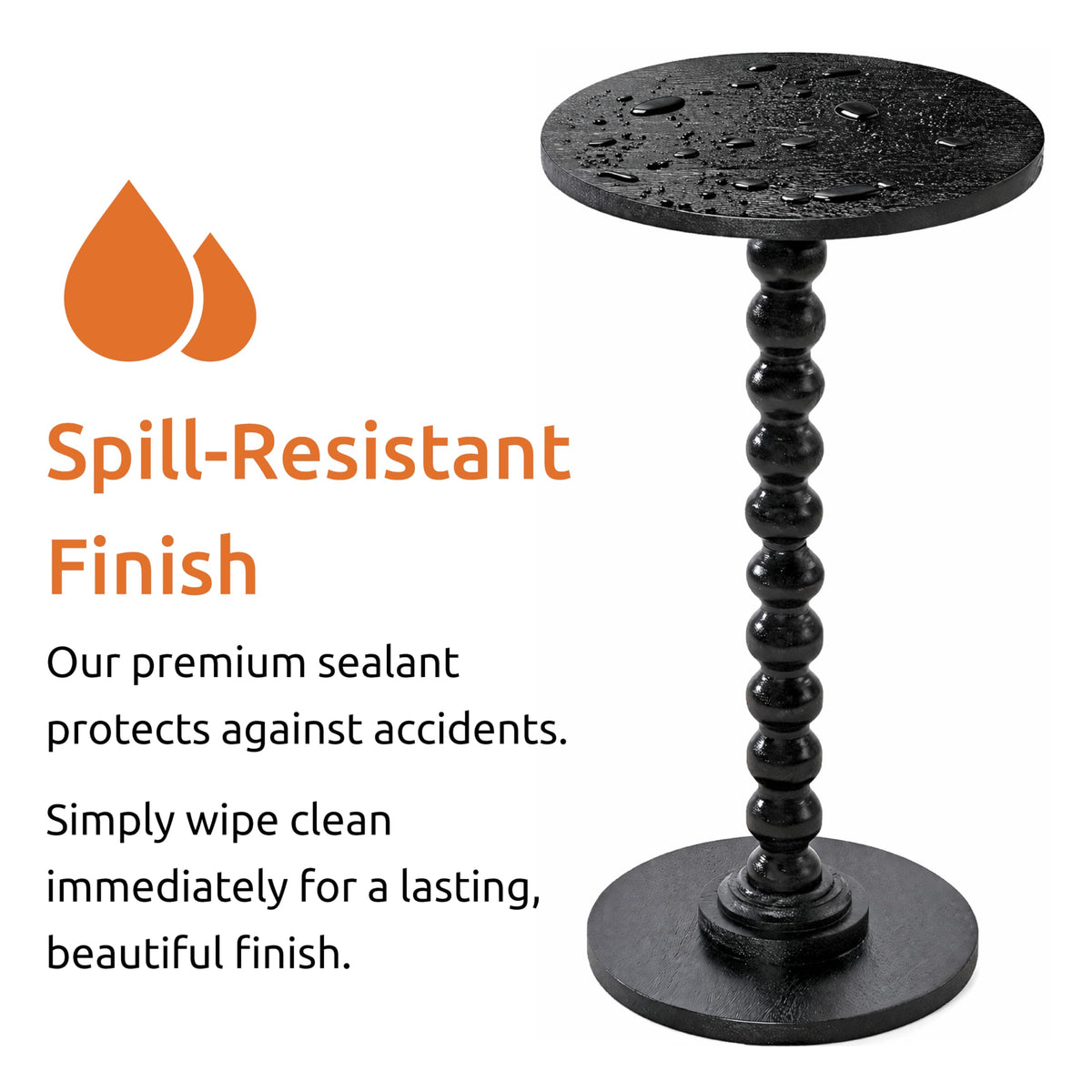 LIVINGNISH Solid Wood Round Side Table for Living Room, Bedroom and Office — Handcrafted 22-Inch End Table, Bedside Nightstand, Accent Table for Small Spaces with Tool-Free Assembly- Charcoal Gray