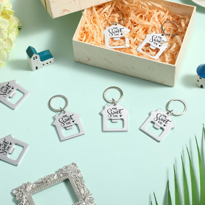 Jingmore 30 Pcs New Home Keychains Bulk Estate Agent Gifts Guests Bottle Opener House Keyrings Housekeeping Gift Housewarming Favors