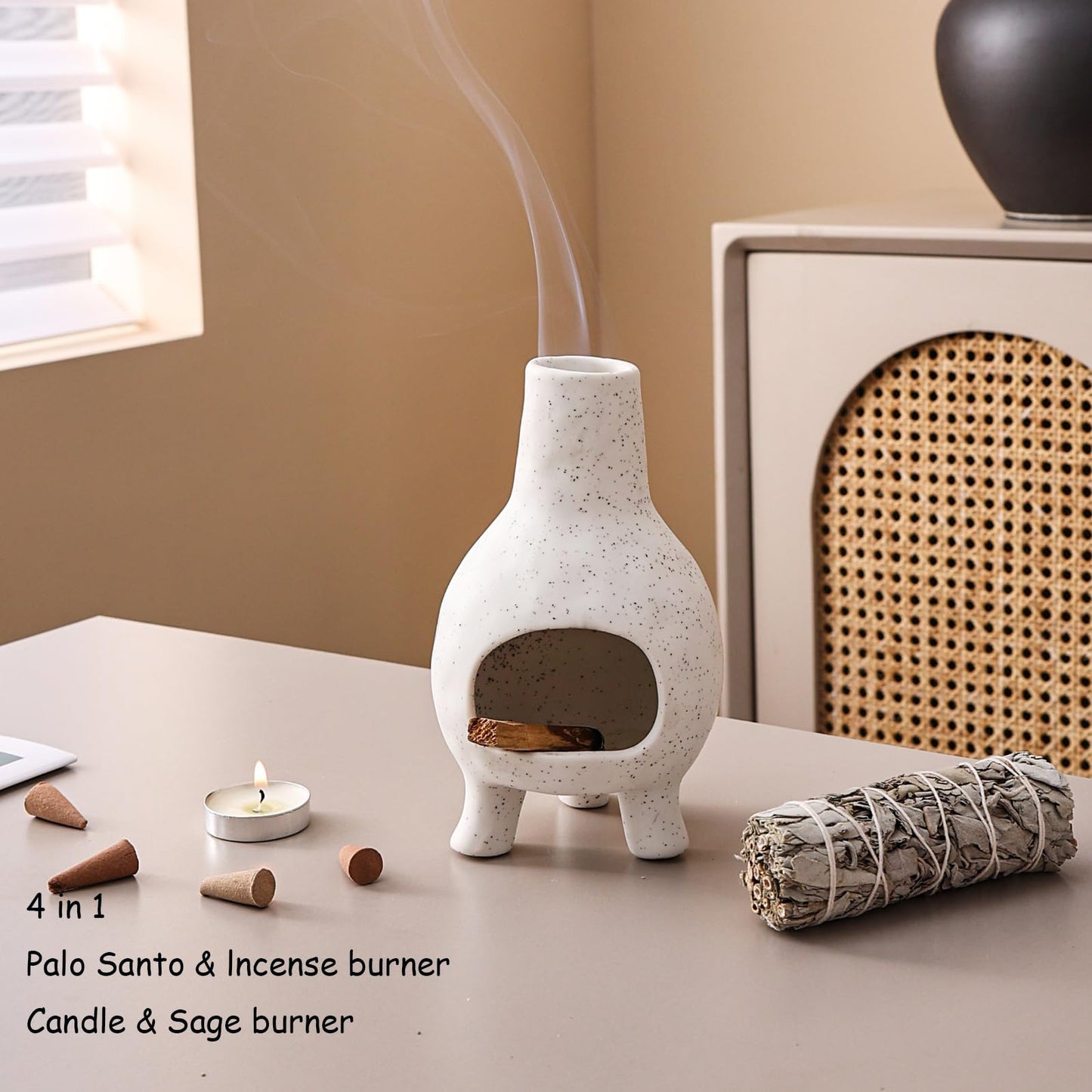 Palo Santo Holder Burner - Mini Chimenea Incense Dish for Meditation Décor - Palo Santo Holder for Burn Palo Santo Sticks,Cones, Birthday Gifts for mom Women