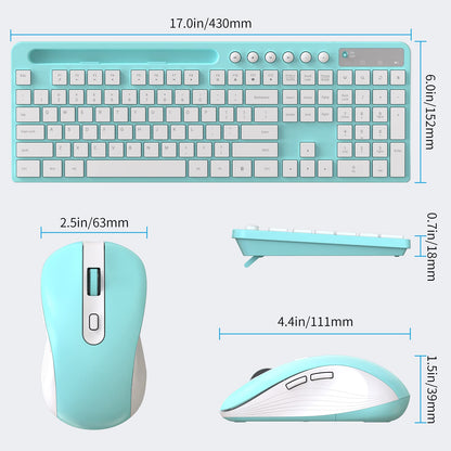 Wireless Keyboard and Mouse Combo, MARVO 2.4G Ergonomic Wireless Computer Keyboard with Phone Tablet Holder, Silent Mouse with 6 Button, Compatible with MacBook, Windows (Black)